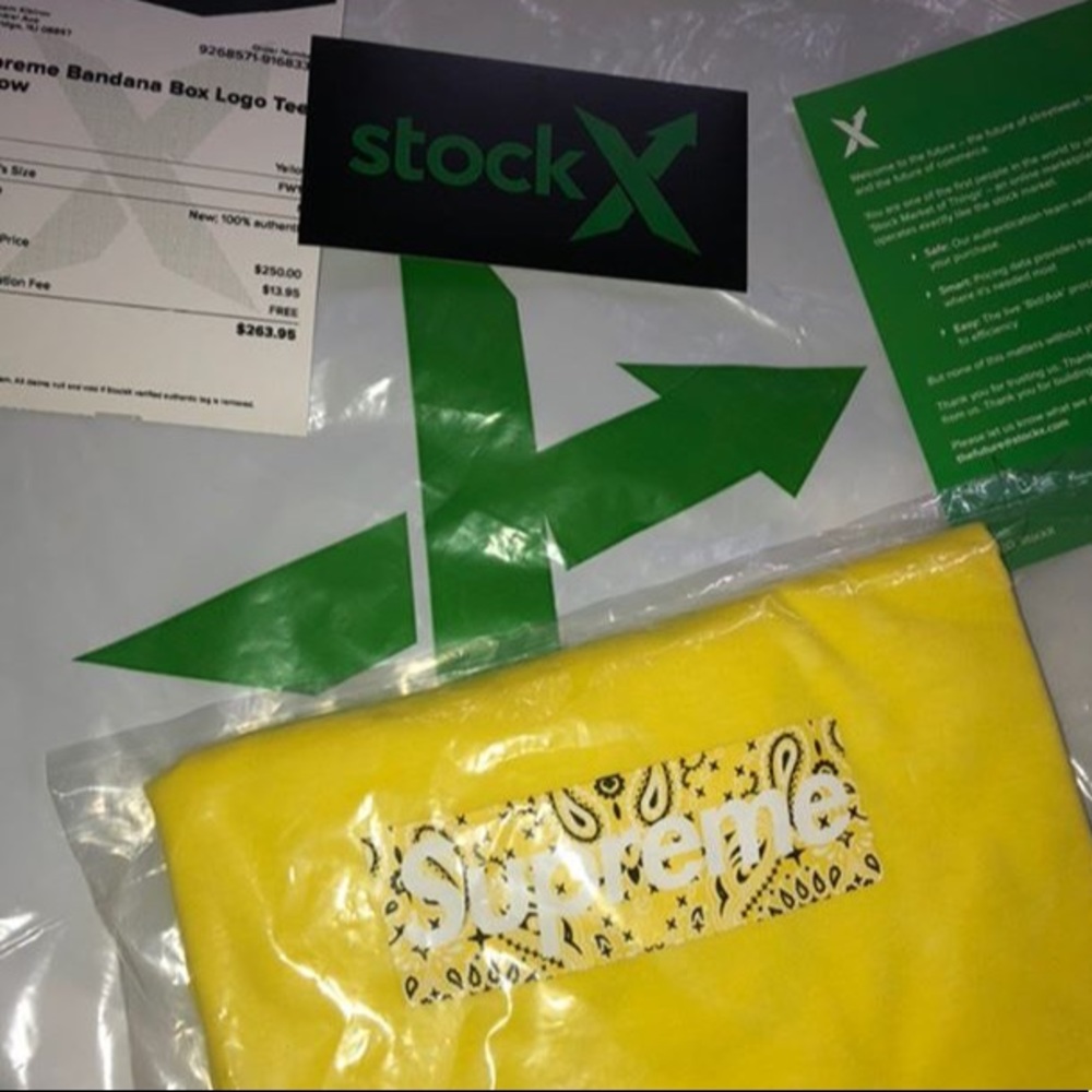 Supreme yellow bandana box logo